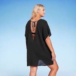 womens side slit tie back coverup tunic dress